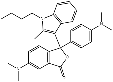 3-(4-二甲氨苯基)-3-(1-丁基-2-甲基-吲哚-3基)-6-二甲氨基苯酞 结构式