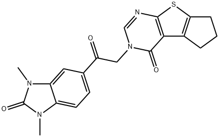 2-[2-(1,3-dimethyl-2-oxobenzimidazol-5-yl)-2-oxoethyl]-7,8-dihydro-6H-cyclopenta[2,3]thieno[2,4-d]pyrimidin-1-one 结构式