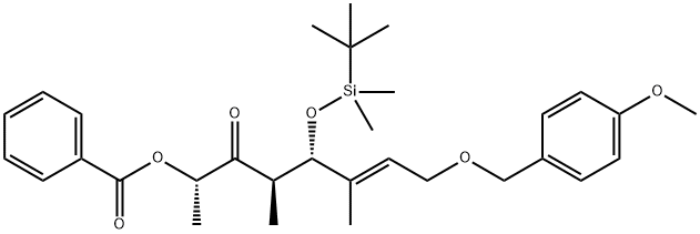 6-Octen-3-one, 2-(benzoyloxy)-5-[[(1,1-dimethylethyl)dimethylsilyl]oxy]-8-[(4-methoxyphenyl)methoxy]-4,6-dimethyl-, (2S,4R,5S,6E)- 结构式