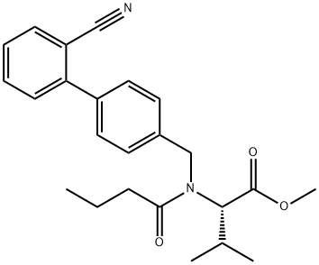 L-Valine, N-[(2'-cyano[1,1'-biphenyl]-4-yl)methyl]-N-(1-oxobutyl)-, methyl ester 结构式