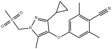 4-[3-CYCLOPROPYL-5-METHYL-1-(METHYLSULFONYLMETHYL)PYRAZOL-4-YL]OXY-2,6-DIMETHYLBENZONITRILE 结构式