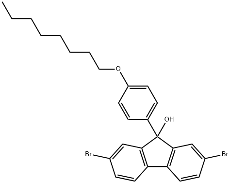 2,7-二溴-9-(4-(辛氧基)苯基)-9H-芴-9-醇 结构式