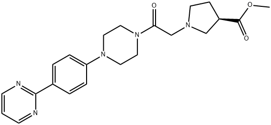 3-Pyrrolidinecarboxylic acid, 1-[2-oxo-2-[4-[4-(2-pyrimidinyl)phenyl]-1-piperazinyl]ethyl]-, methyl ester, (3R)- 结构式