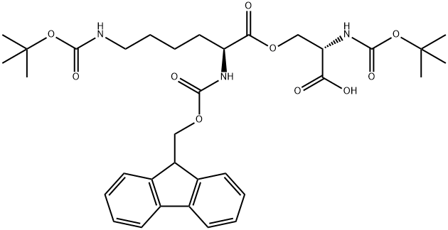 (Tert-Butoxy)Carbonyl Ser((9H-Fluoren-9-yl)MethOxy]Carbonyl Lys(Boc))-OH 结构式