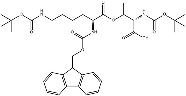 (Tert-Butoxy)Carbonyl Thr((9H-Fluoren-9-yl)MethOxy]Carbonyl Lys(Boc))-OH 结构式