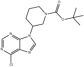 (RS)-1-N-tert-butyloxycarbonyl-3-(6-chloropurin-9-yl)piperidine 结构式