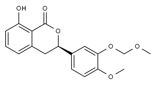 1H-2-Benzopyran-1-one, 3,4-dihydro-8-hydroxy-3-[4-methoxy-3-(methoxymethoxy)phenyl]-, (3R)- 结构式