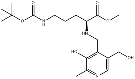 L-Ornithine, N5-[(1,1-dimethylethoxy)carbonyl]-N2-[[3-hydroxy-5-(hydroxymethyl)-2-methyl-4-pyridinyl]methyl]-, methyl ester 结构式