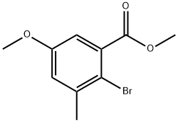 Benzoic acid, 2-bromo-5-methoxy-3-methyl-, methyl ester 结构式