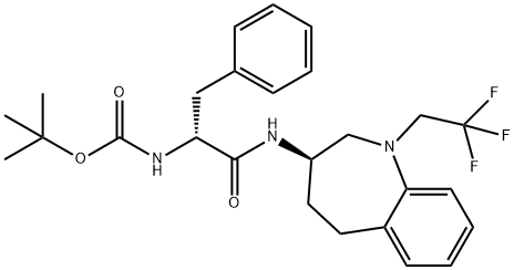 tert-Butyl [(2R)-1-oxo-3-phenyl-1-{[(3R)-1-(2,2,2-trifluoroethyl)-2,3,4,5-tetrahydro-1H-1-benzazepin-3-yl]amino}propan-2-yl]carbamate 结构式