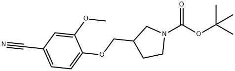 N-BOC-3-[(4-氰基-2-甲氧基苯酚)甲基]-1-吡咯烷 结构式