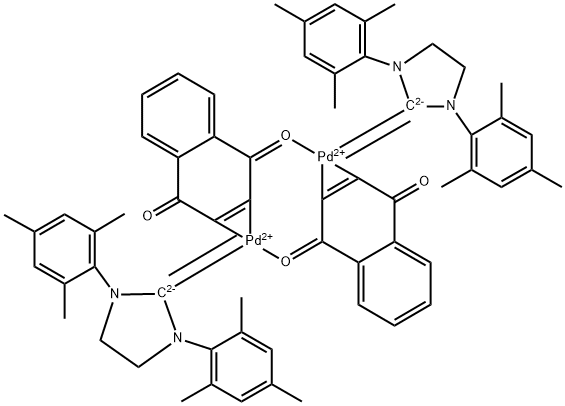 Naphthochinone-1,3-bis(2,4,6-trimethylphenyl)-4,5-dihydroimidazole-2-ylidenepalladium(0)-dimer 结构式