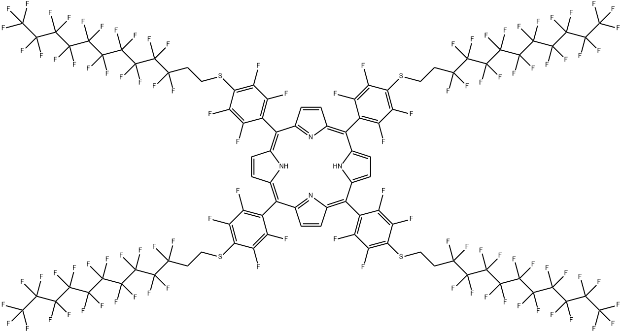 5,10,15,20-四[4-(1'H,1'H,2'H,2'H-全氟十二烷硫)-2,3,5,6-四氟苯基]卟啉 结构式