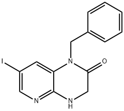 Pyrido[2,3-b]pyrazin-2(1H)-one, 3,4-dihydro-7-iodo-1-(phenylmethyl)- 结构式