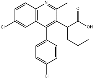 2-[6-Chloro-4-(4-chlorophenyl)-2-methyl-3-quinolinyl]pentanoic acid 结构式