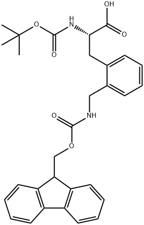 (S)-3-(2-(((((9H-芴-9-基)甲氧基)羰基)氨基)甲基)苯基)-2-((叔丁氧基羰基)氨基)丙酸 结构式