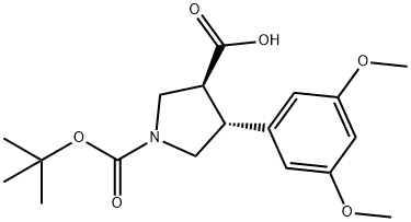 trans-1-(tert-butoxycarbonyl)-4-(3，5-dimethoxyphenyl)pyrrolidine-3-carboxylic acid 结构式