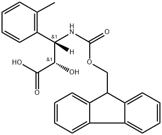 (2S,3S)-3-((((9H-芴-9-基)甲氧基)羰基)氨基)-2-羟基-3-(邻甲苯基)丙酸 结构式