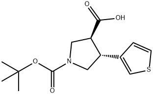 (Tert-Butoxy)Carbonyl (±)-trans-4-(3-thienyl)-pyrrolidine-3-carboxylic acid 结构式