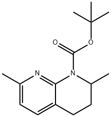 1-BOC-2,7-二甲基-1,2,3,4-四氢-1,8-萘啶 结构式