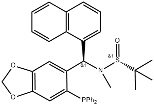 [S(R)]-N-[(R)-[6-(Diphenylphosphino)benzo[d][1,3]dioxol-5-yl]-1-naphthalenylmethyl]-N,2-dimethyl-2-propanesulfinamide 结构式