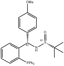 [S(R)]-N-[(S)-[2-(Diphenylphosphino)phenyl](4-methoxyphenyl)methyl]-2-methyl-2-propanesulfinamide 结构式