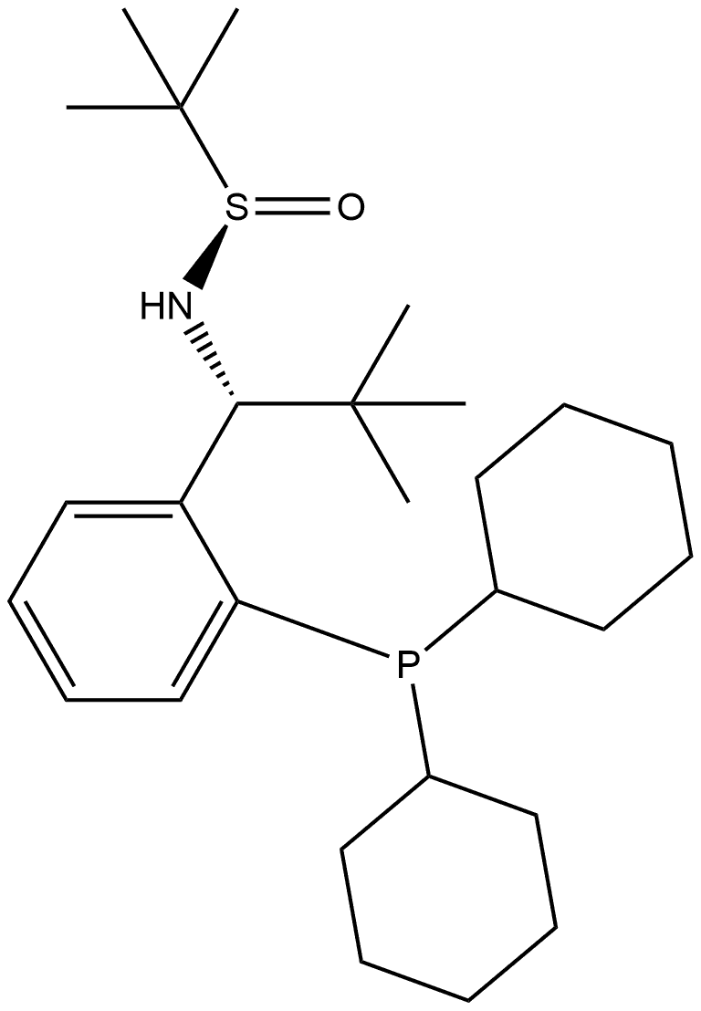 S(R)]-N-[(1R)-1-[2-(二环己基膦)苯基]-叔丁基]-2-叔丁基亚磺酰胺 结构式