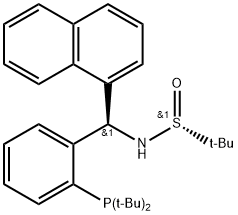 [S(R)]-N-[(R)-[2-(二叔丁基膦)苯基]-1-萘基甲基]-2-叔丁基亚磺酰胺 结构式