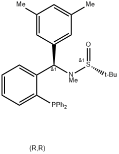 S(R)]-N-[(R)-(3,5-二甲基苯基)[2-(二苯基膦)苯基]甲基]-N-甲基-2-叔丁基亚磺酰胺 结构式