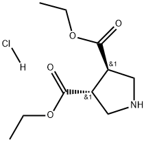 反式吡咯烷-3,4-二羧酸二乙酯盐酸盐 结构式