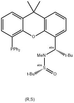 [S(R)]-N-[(S)-[2-(1-叔丁基甲基)][5-(二苯基膦)-9,9-二甲基-9H-氧杂蒽]甲基]-N-甲基-2-叔丁基亚磺酰胺 结构式