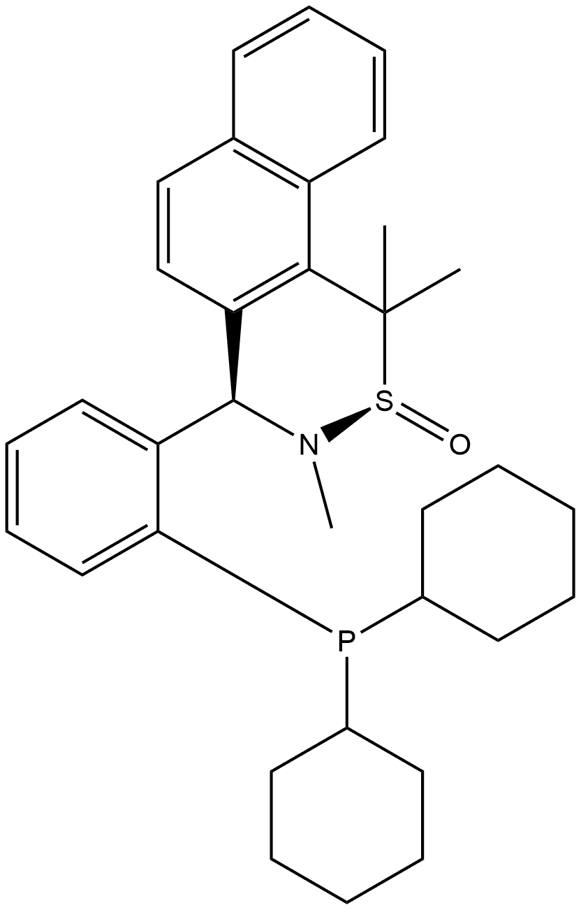 [S(R)]-N-[(R)-[2-(Dicyclohexylphosphino)phenyl]-2-naphthalenylmethyl]-N,2-dimethyl-2-propanesulfinamide 结构式