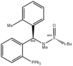 S(R)]-N-[(R)-(2-甲基苯基)[2-(二苯基膦)苯基]甲基]-N-甲基-2-叔丁基亚磺酰胺 结构式