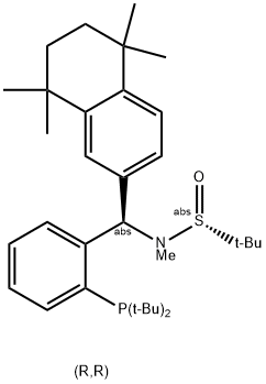 [S(R)]-N-[(R)-[2-(二叔丁基膦)苯基](5,6,7,8-四氢-5,5,8,8-四甲基-2-萘基)甲基]-N-甲基-2-叔丁基亚磺酰胺 结构式