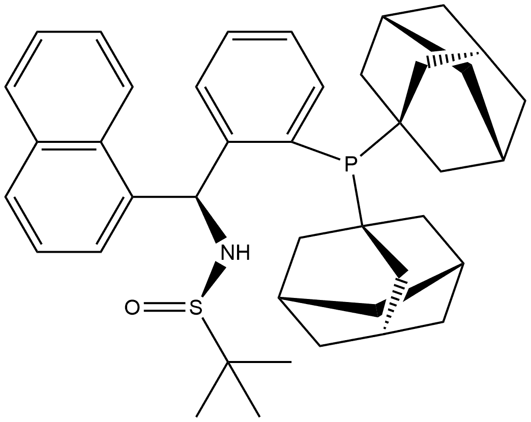 [S(R)]-N-[(S)-[2-(二金刚烷基膦)苯基]-1-萘基甲基]-2-叔丁基亚磺酰胺 结构式