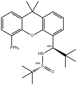 [S(R)]-N-[(1R)-1-[5-(Diphenylphosphino)-9,9-dimethyl-9H-xanthen-4-yl]-2,2-dimethylpropyl]-2-methyl-2-propanesulfinamide 结构式