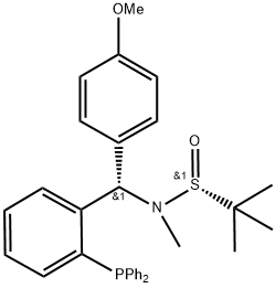 [S(R)]-N-[(S)-[2-(Diphenylphosphino)phenyl](4-methoxyphenyl)methyl]-N,2-dimethyl-2-propanesulfinamide 结构式