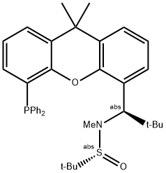 [S(R)]-N-[(R)-[2-(1-叔丁基甲基)][5-(二苯基膦)-9,9-二甲基-9H-氧杂蒽]甲基]-N-甲基-2-叔丁基亚磺酰胺 结构式