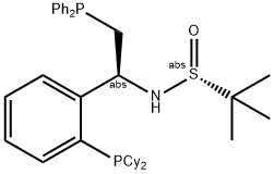 [S(R)]-N-[(1S)-2-(Diphenylphosphino)-1-[2-(dicyclohexylphosphanyl)phenyl]ethyl]-2-methyl-2-propanesulfinamide 结构式