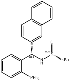 S(R)]-N-[(S)-[2-(二苯基膦)苯基](2-萘基)甲基]-2-叔丁基亚磺酰胺 结构式