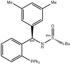 S(R)]-N-[(R)-(3,5-二甲基苯基)[2-(二苯基膦)苯基]甲基]-2-叔丁基亚磺酰胺 结构式