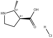 反式-2-甲基吡咯烷-3-羧酸盐酸盐 结构式