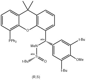 [S(R)]-N-[(S)-[3,5-二(三氟甲基)苯基][5-(二苯基膦)-9,9-二甲基-9H-氧杂蒽]甲基]-N-甲基-2-叔丁基亚磺酰胺 结构式