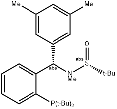 [S(R)]-N-[(S)-(3,5-二甲基苯基)[2-(二叔丁基膦)苯基]甲基]-N-甲基-2-叔丁基亚磺酰胺 结构式