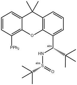 [S(R)]-N-[(1S)-1-[5-(Diphenylphosphino)-9,9-dimethyl-9H-xanthen-4-yl]-2,2-dimethylpropyl]-2-methyl-2-propanesulfinamide 结构式