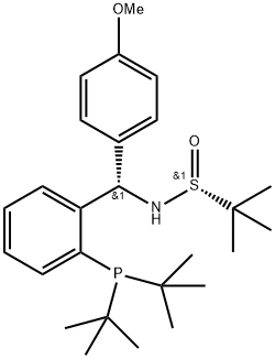 [S(R)]-N-[(S)-(4-Methoxyphenyl)[2-(di-tert-butylphosphino)phenyl]methyl]-2-methyl-2-propanesulfinamide 结构式