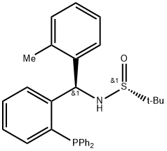 S(R)]-N-[(R)-(2-甲基苯基)[2-(二苯基膦)苯基]甲基]-2-叔丁基亚磺酰胺 结构式