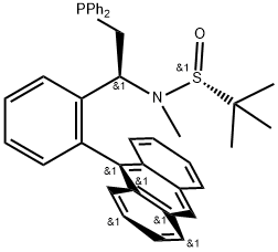 [S(R)]-N-[(1S)-1-[2-(9-Anthracenyl)phenyl]-2-(diphenylphosphino)ethyl]-N,2-dimethyl-2-propanesulfinamide 结构式