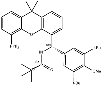[S(R)]-N-[(S)-[3,5-Di-tert-butyl-4-methoxyphenyl][5-(diphenylphosphino)-9,9-dimethyl-9H-xanthen-4-yl]methyl]-2-methyl-2-propanesulfinamide 结构式
