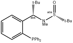 S(R)]-N-((1S)-1-(2-(Diphenylphosphino)phenyl)-2,2-dimethylpropyl)-N,2-dimethyl-2-propanesulfinamide 结构式